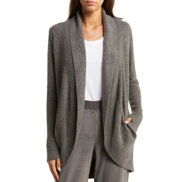 Barefoot Dreams CozyChic Lite Circle Cardigan Brown Gray - Picture 1 of 9